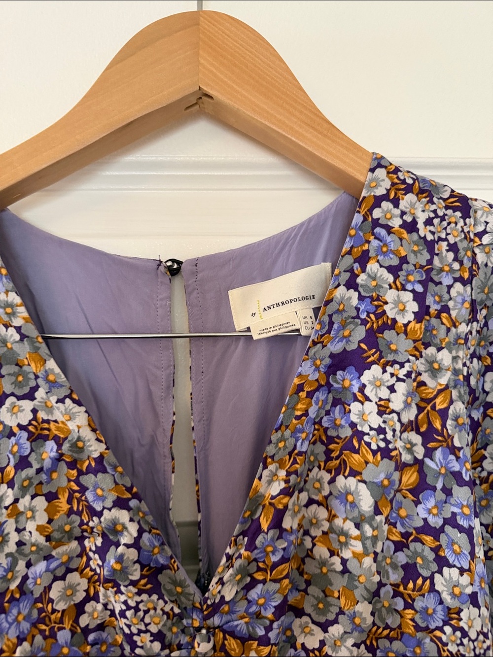 Anthropologie Lavender Floral Wrap-Style Maxi Dress - Picture 4 of 9